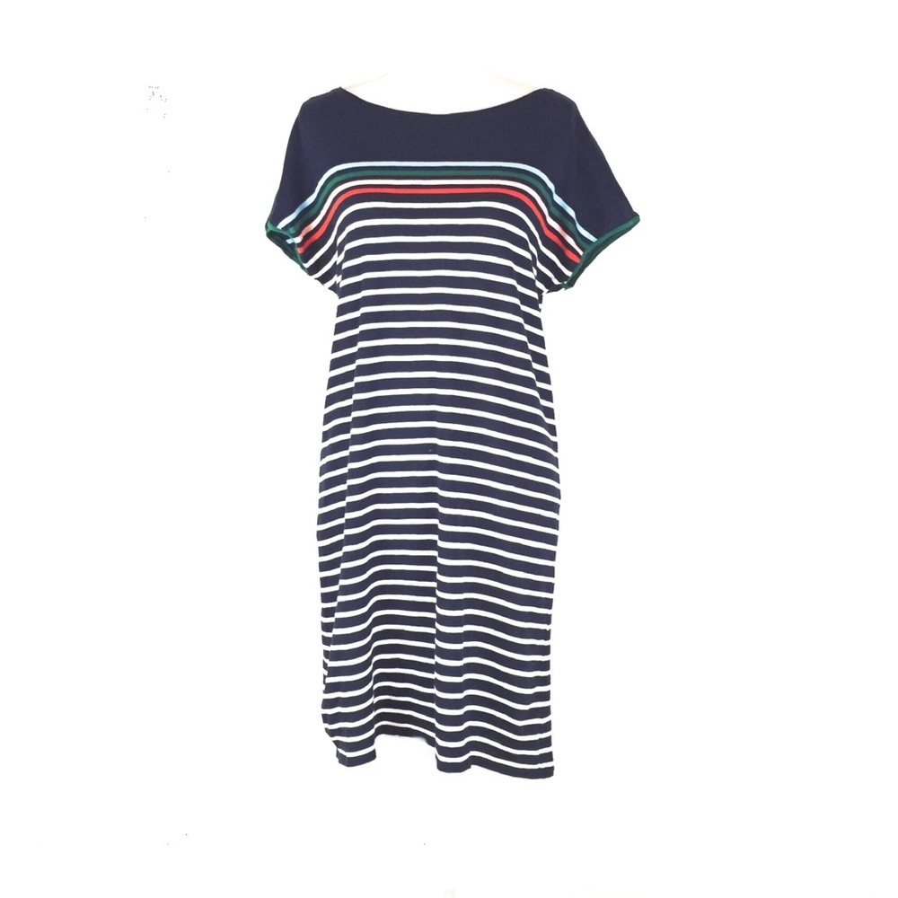 Boden Paulina Navy Striped Cotton Dress
